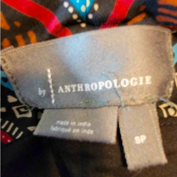 Anthropologie V-Neck Plunge Tunic Mini Dress Black Motif Animal Print size small - Picture 6 of 6